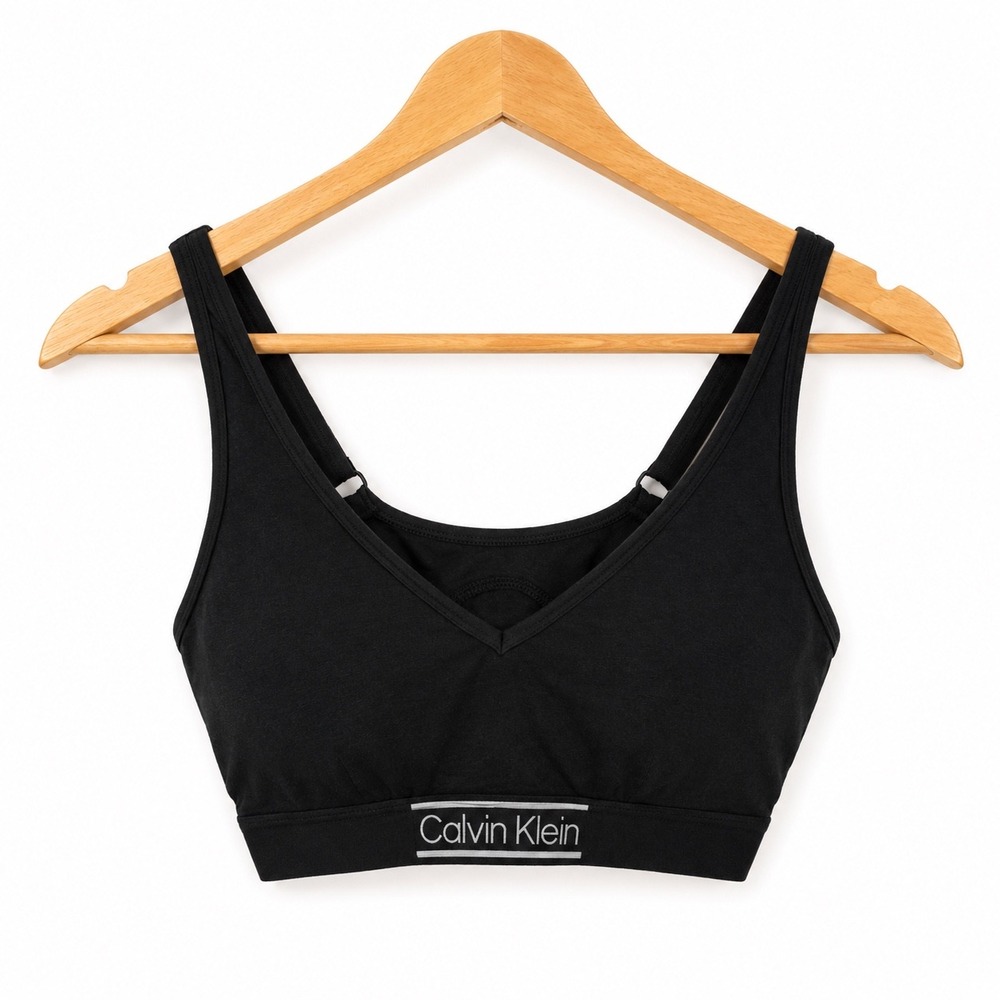 Calvin Klein Modern Cotton Unlined V-Neck Bralette Black XS QP2209O